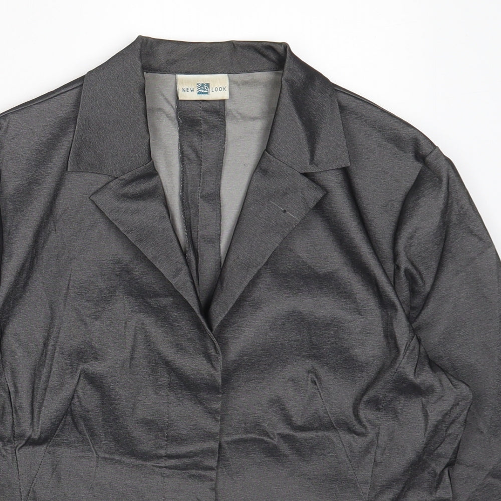 New Look Womens Grey Jacket Blazer Size 14 Button