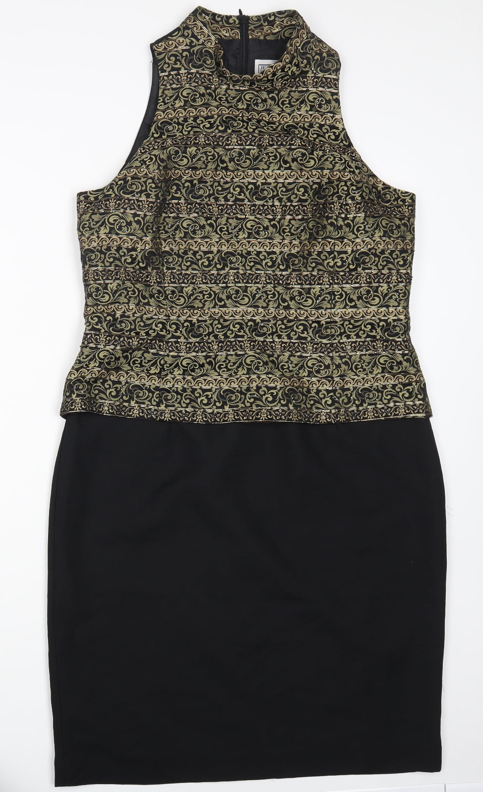 Jessica Howard Womens Black Polyester A-Line Size 12 High Neck Zip