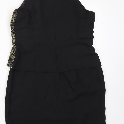 Jessica Howard Womens Black Polyester A-Line Size 12 High Neck Zip