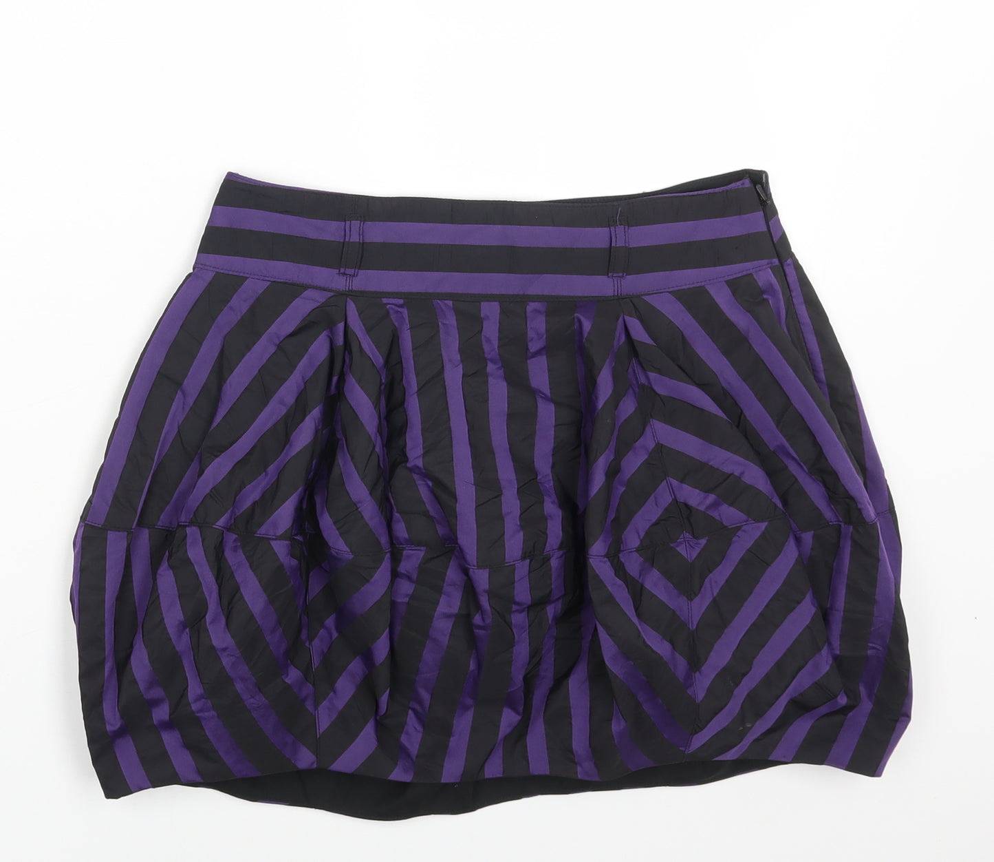 River Island Womens Multicoloured Striped Cotton Mini Skirt Size 8 Zip