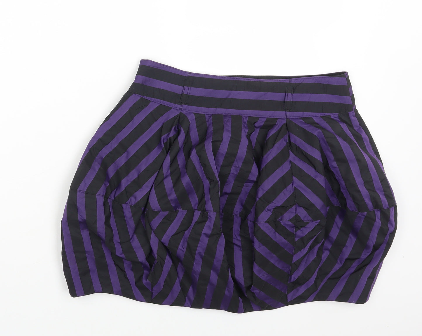 River Island Womens Multicoloured Striped Cotton Mini Skirt Size 8 Zip