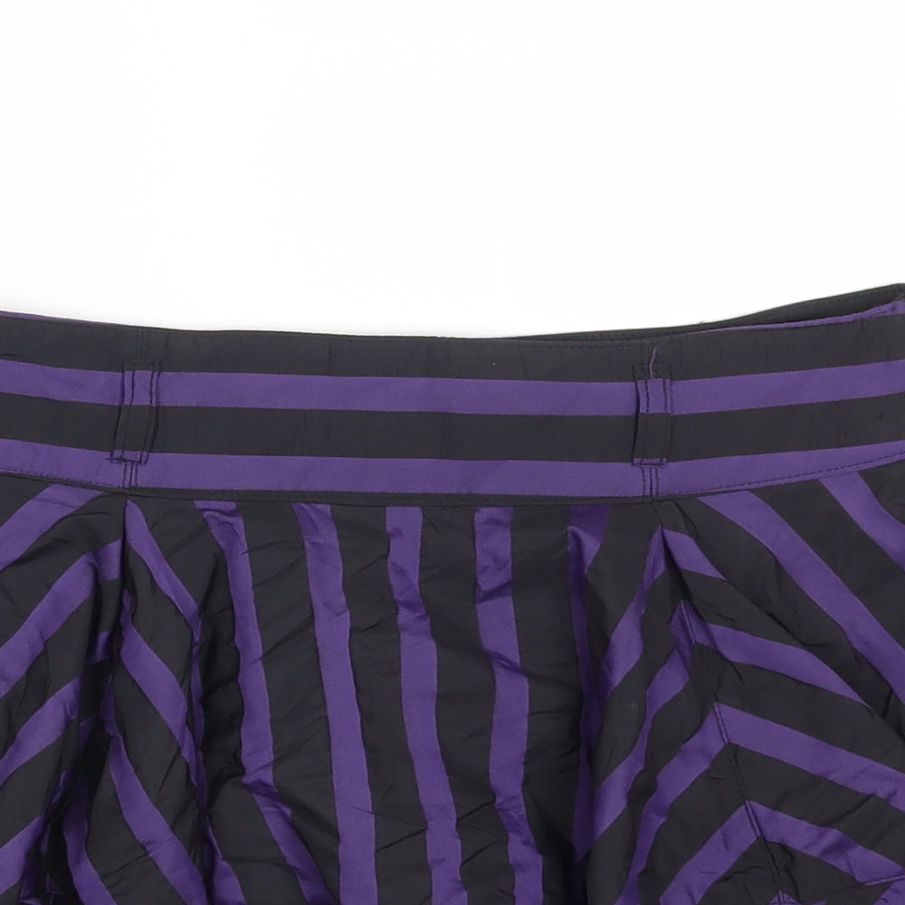 River Island Womens Multicoloured Striped Cotton Mini Skirt Size 8 Zip