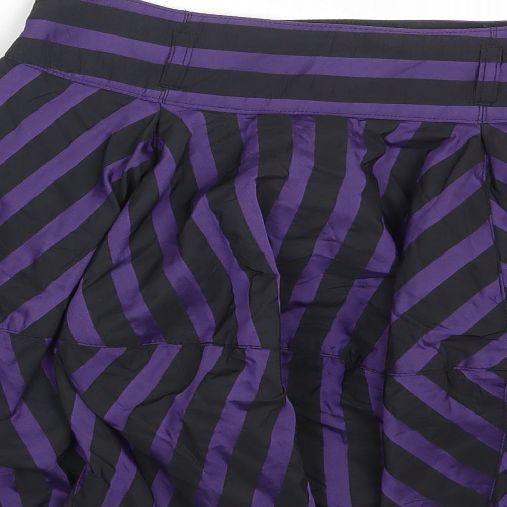 River Island Womens Multicoloured Striped Cotton Mini Skirt Size 8 Zip