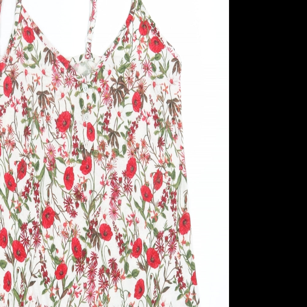 Primark Womens Multicoloured Floral Viscose Bodycon Size S Scoop Neck Pullover