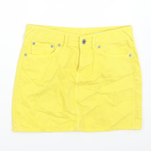 Jack Wills Womens Yellow Cotton Mini Skirt Size 26 in Button
