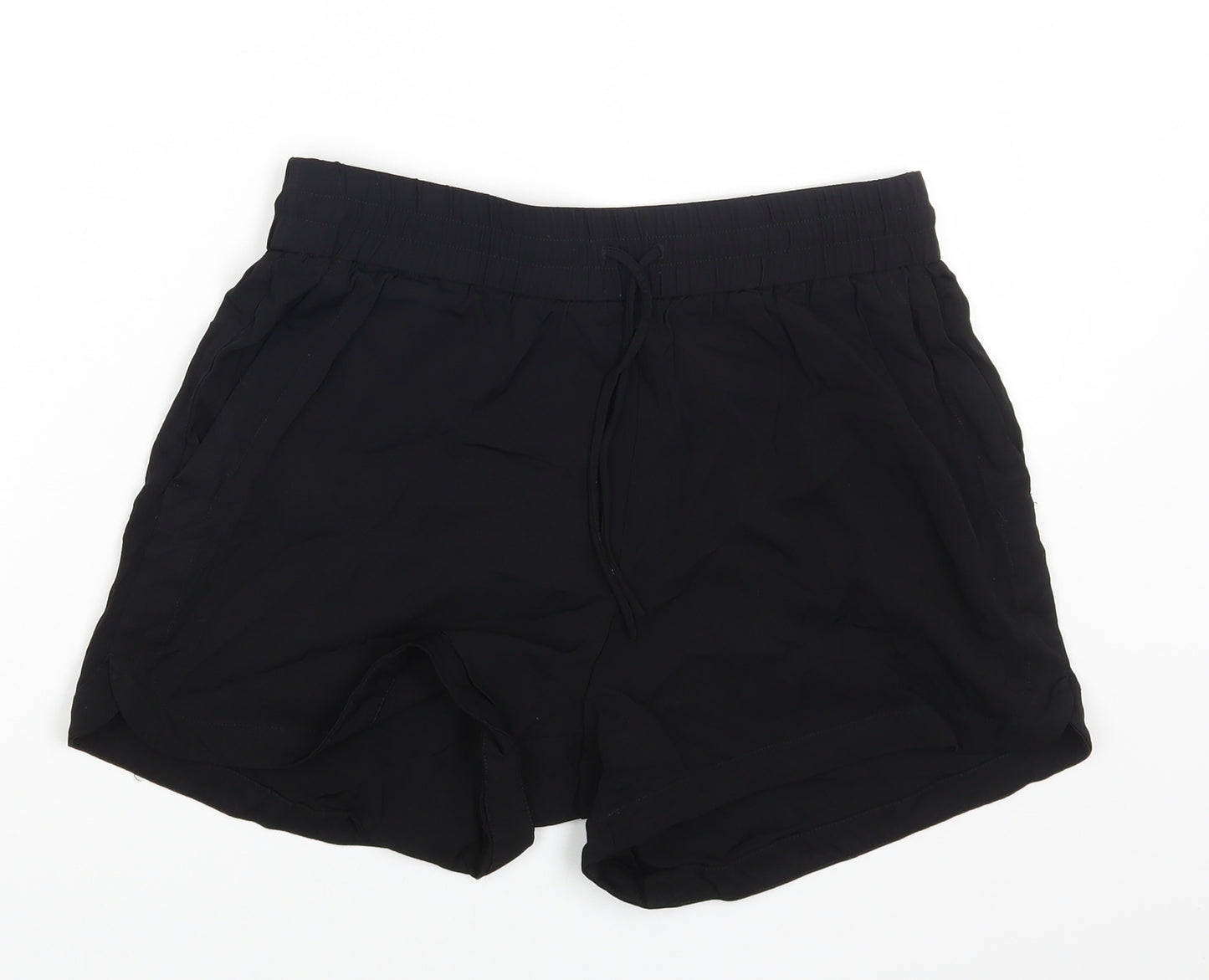 Arket Womens Black Vinyl Hot Pants Shorts Size S Regular Drawstring