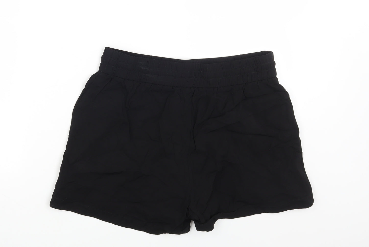 Arket Womens Black Vinyl Hot Pants Shorts Size S Regular Drawstring