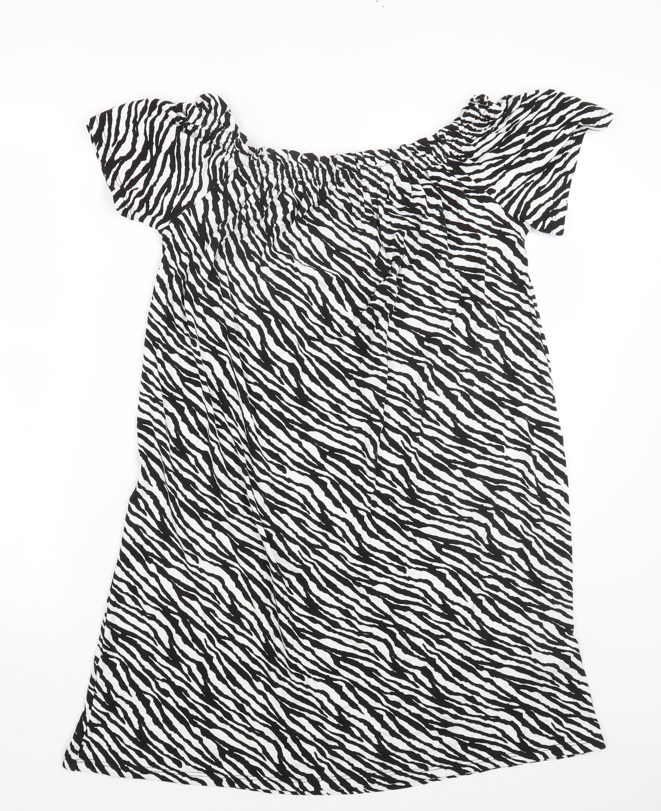 George Womens Multicoloured Animal Print Viscose A-Line Size M Off the Shoulder Pullover - Zebra Print