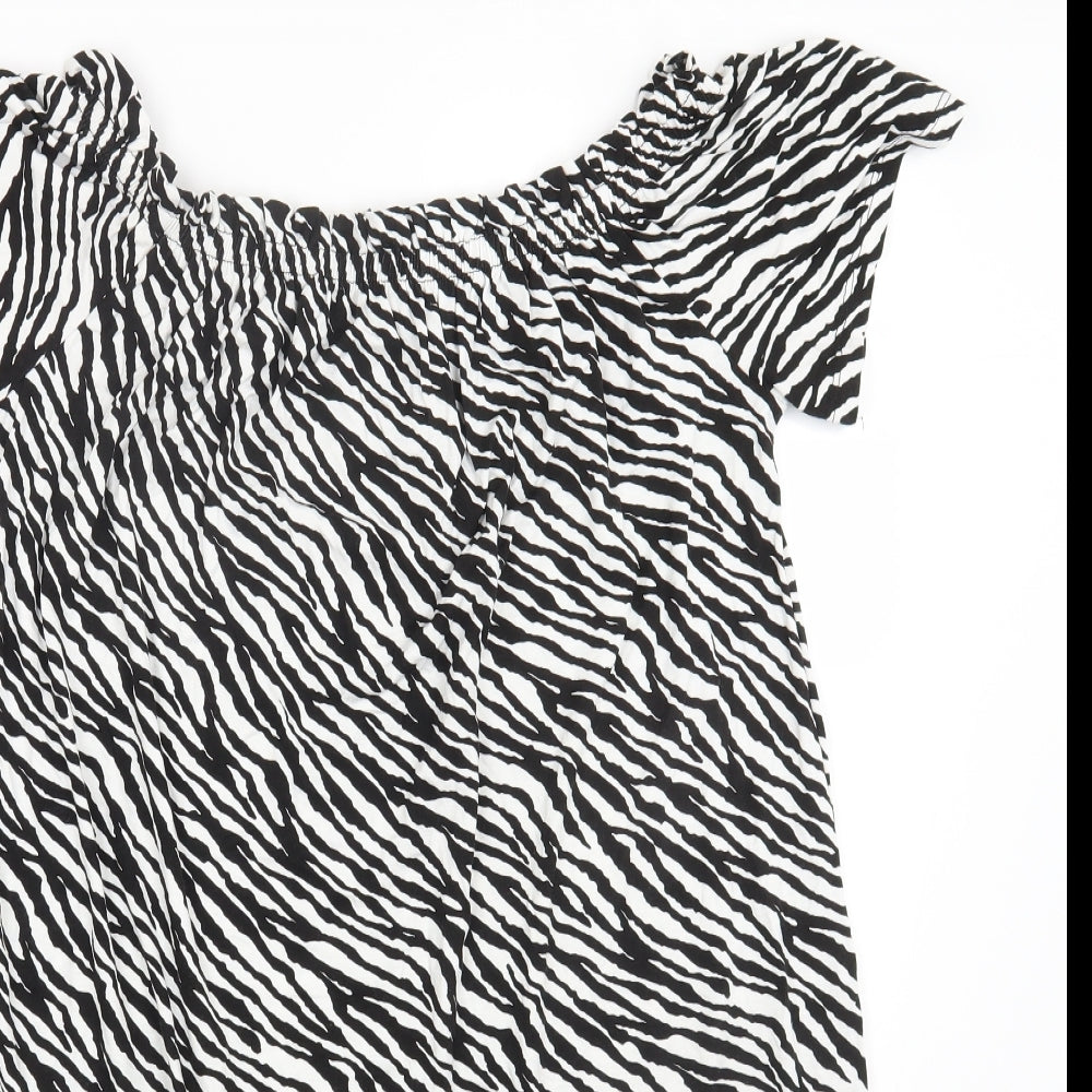 George Womens Multicoloured Animal Print Viscose A-Line Size M Off the Shoulder Pullover - Zebra Print