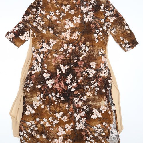 Preworn Womens Multicoloured Floral Cotton A-Line Size 2XL Round Neck Pullover