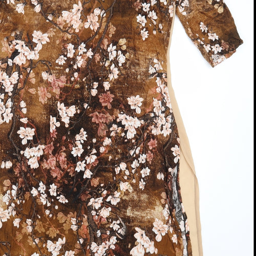 Preworn Womens Multicoloured Floral Cotton A-Line Size 2XL Round Neck Pullover