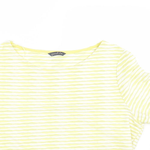 Profile Womens Yellow Polyester Basic T-Shirt Size 14 Round Neck