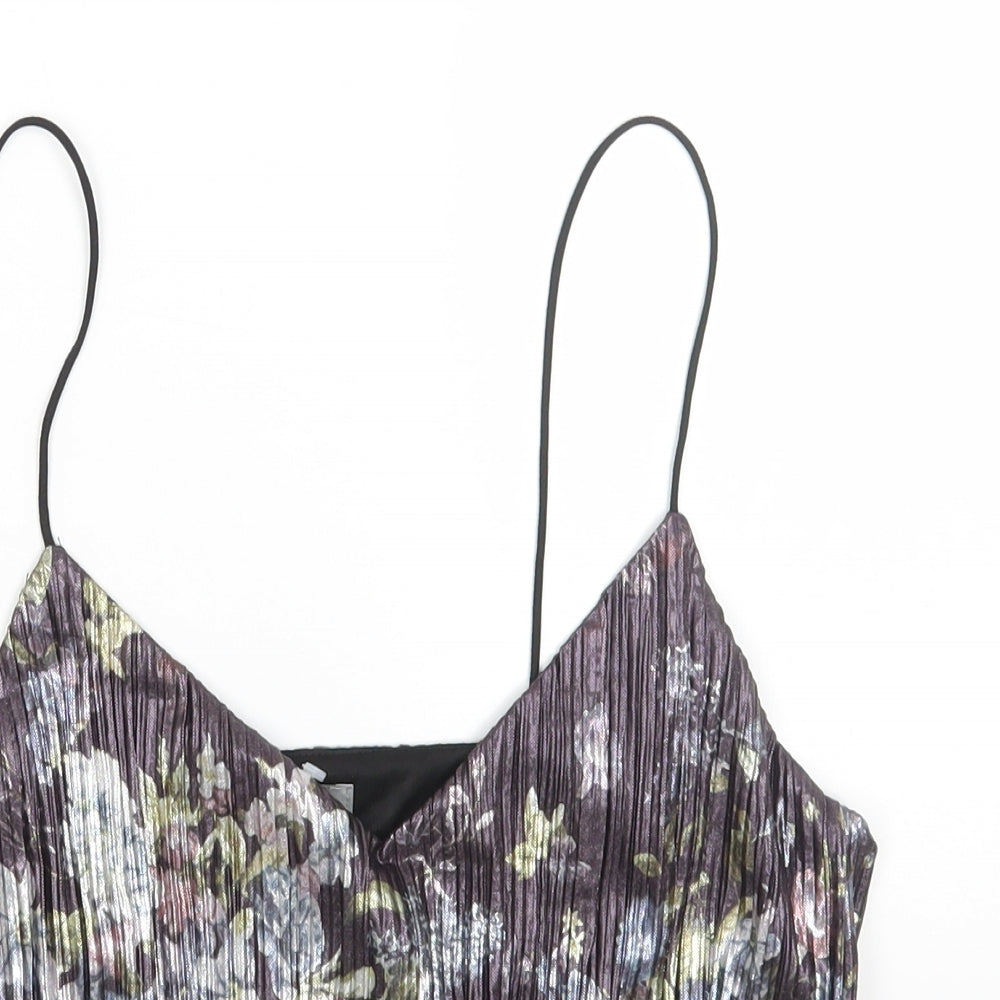 New Look Womens Multicoloured Floral Polyester Cropped Tank Size M Scoop Neck