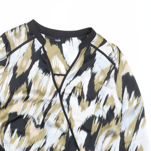 Wallis Womens Multicoloured Geometric Polyester Basic Blouse Size S V-Neck