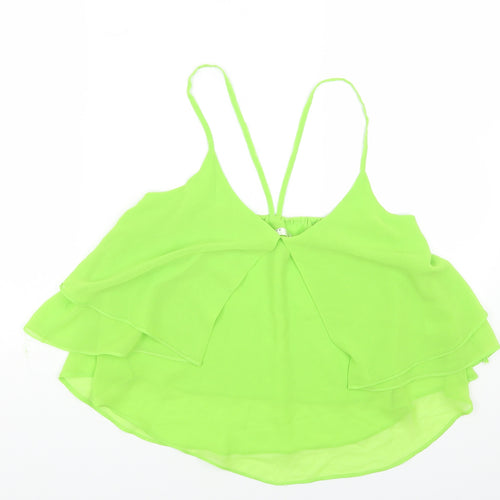 Vera&Lucy Womens Green Polyester Cropped Tank Size M Scoop Neck