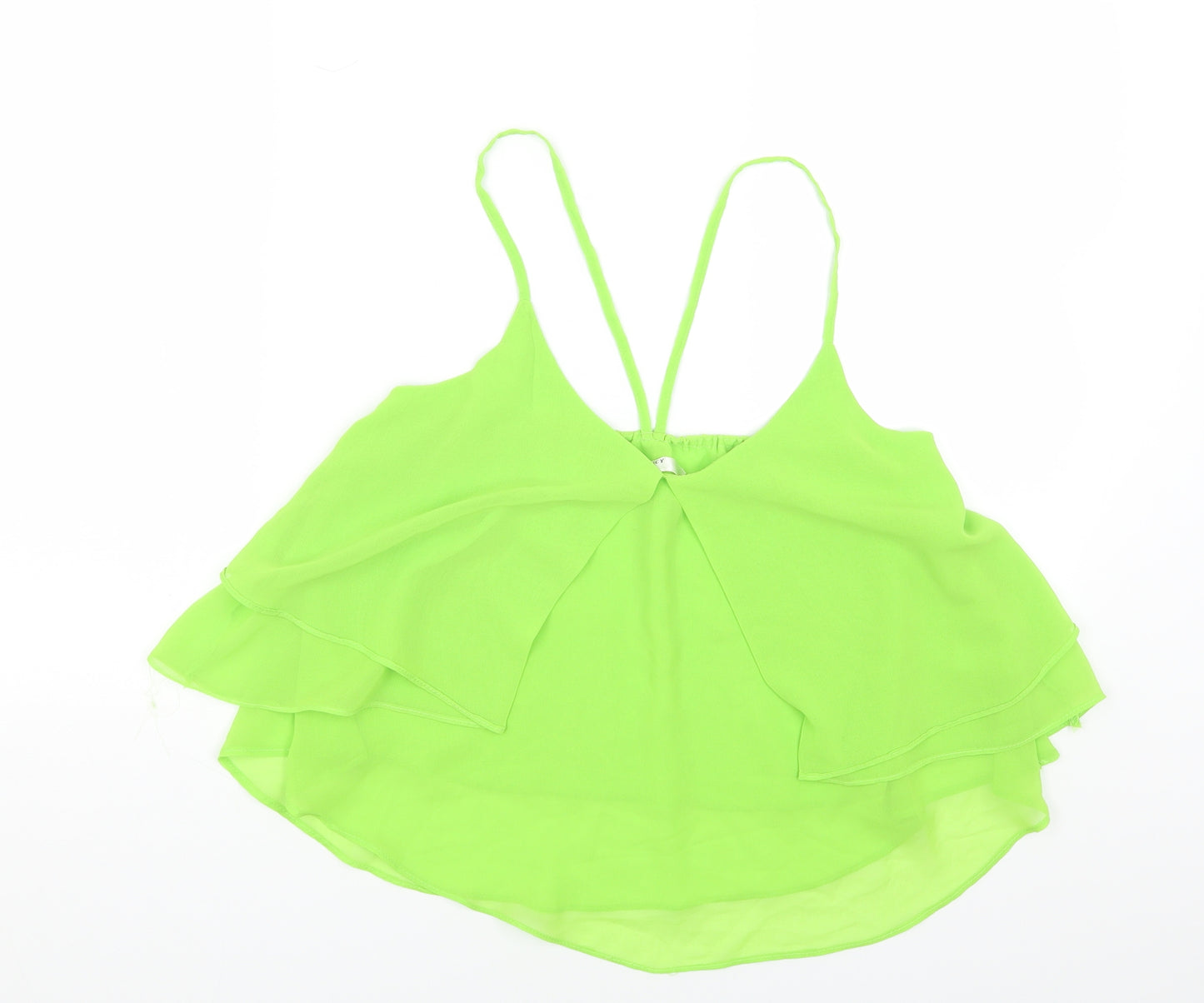 Vera&Lucy Womens Green Polyester Cropped Tank Size M Scoop Neck