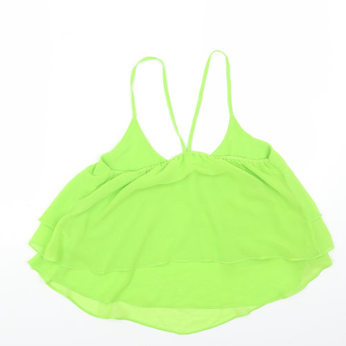 Vera&Lucy Womens Green Polyester Cropped Tank Size M Scoop Neck