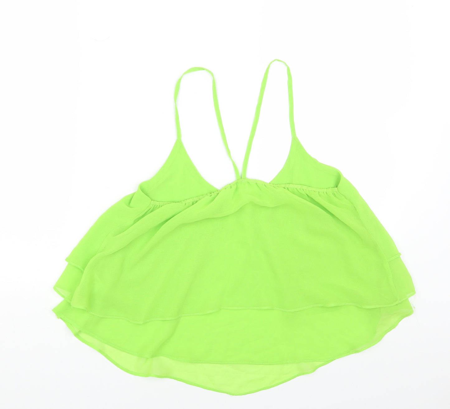 Vera&Lucy Womens Green Polyester Cropped Tank Size M Scoop Neck