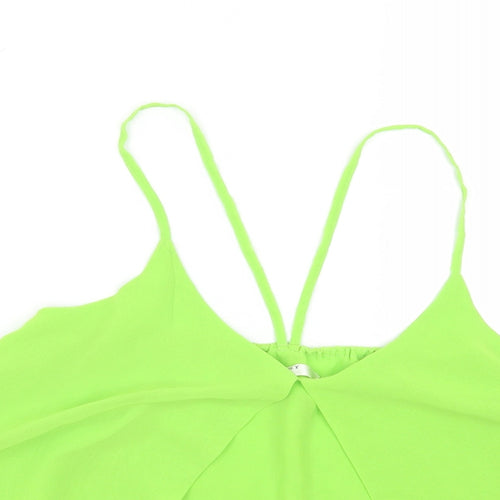 Vera&Lucy Womens Green Polyester Cropped Tank Size M Scoop Neck