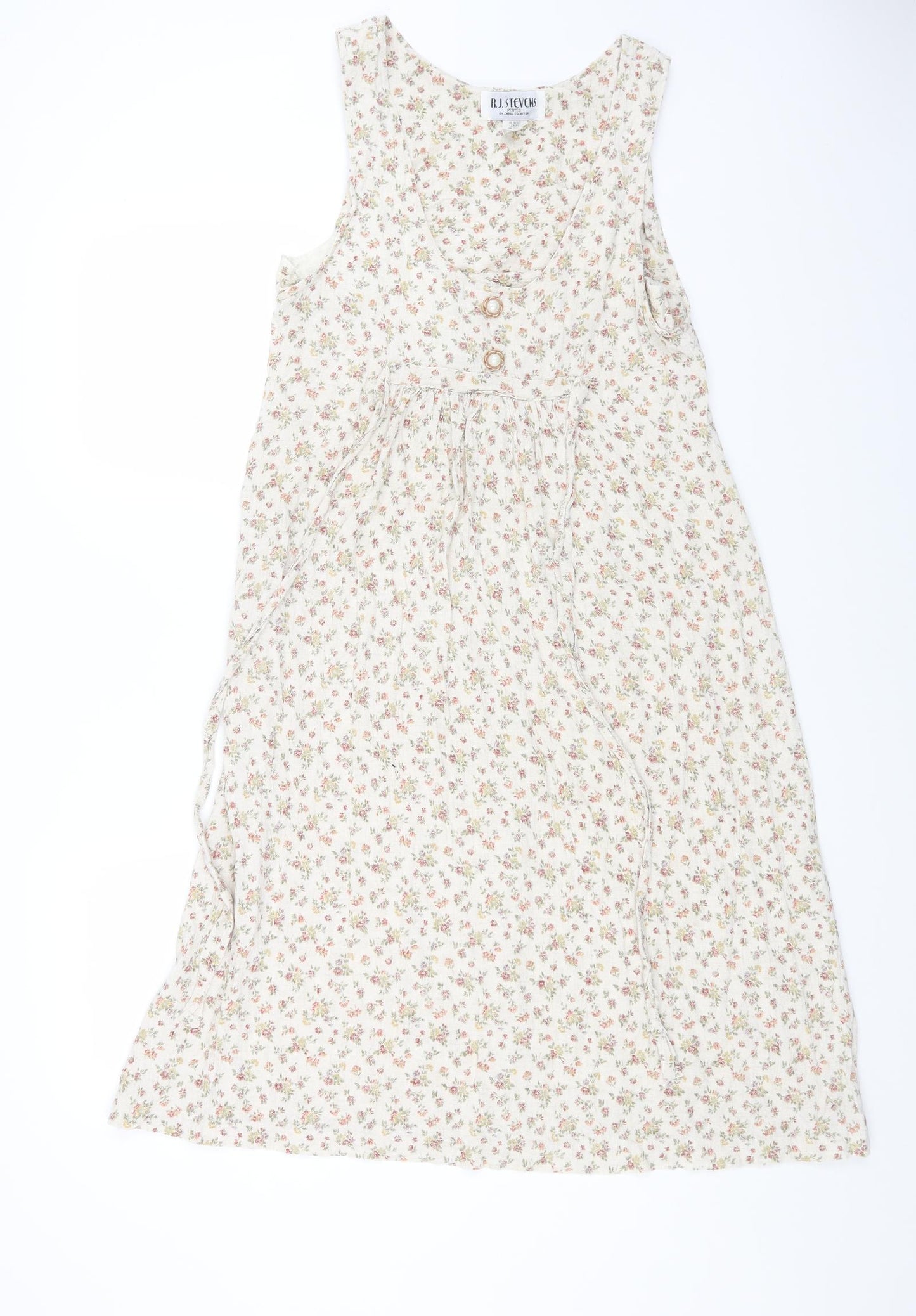 R.J.STEVENS Womens Multicoloured Floral Linen Maxi Size 10 Round Neck Pullover