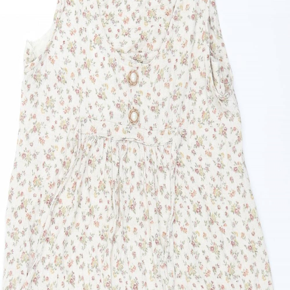 R.J.STEVENS Womens Multicoloured Floral Linen Maxi Size 10 Round Neck Pullover