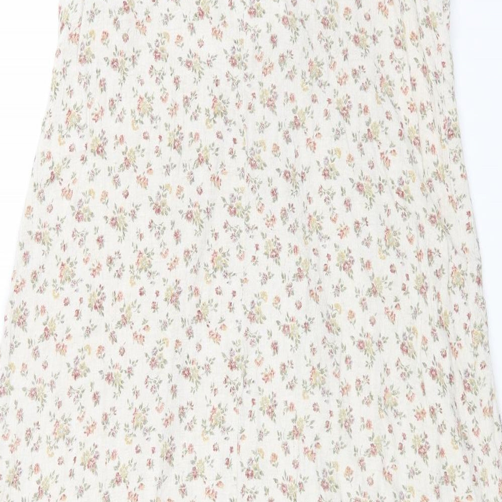 R.J.STEVENS Womens Multicoloured Floral Linen Maxi Size 10 Round Neck Pullover