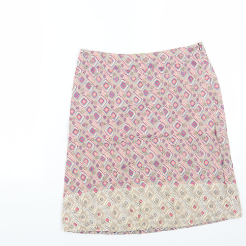 White Stuff Womens Multicoloured Geometric Cotton Mini Skirt Size 8 Zip