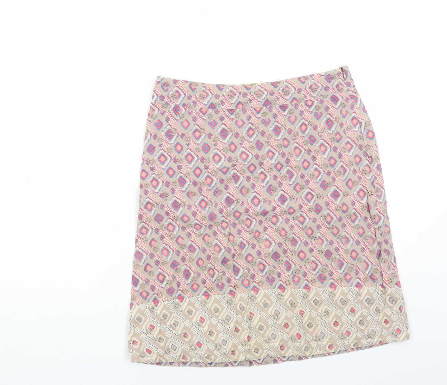 White Stuff Womens Multicoloured Geometric Cotton Mini Skirt Size 8 Zip