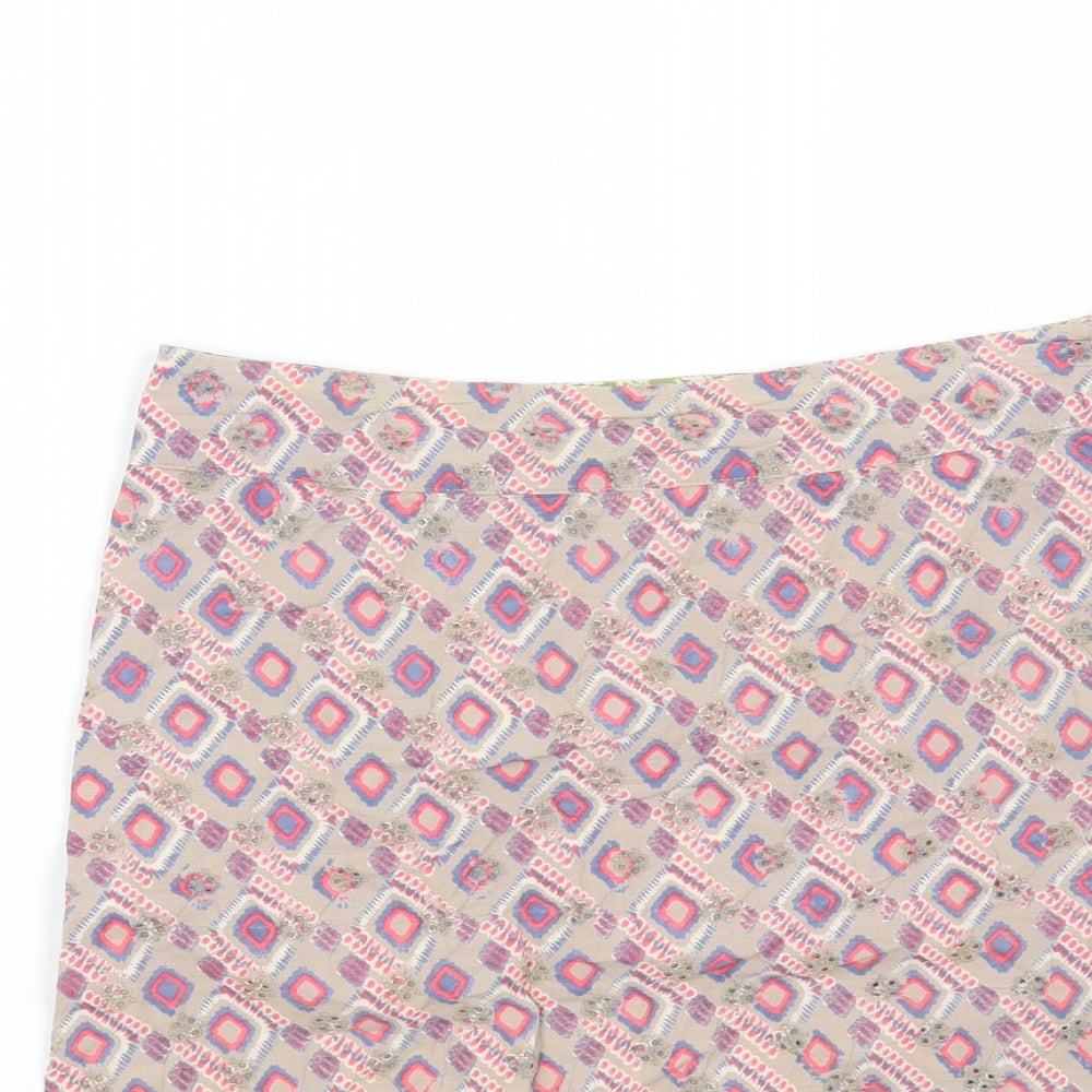 White Stuff Womens Multicoloured Geometric Cotton Mini Skirt Size 8 Zip