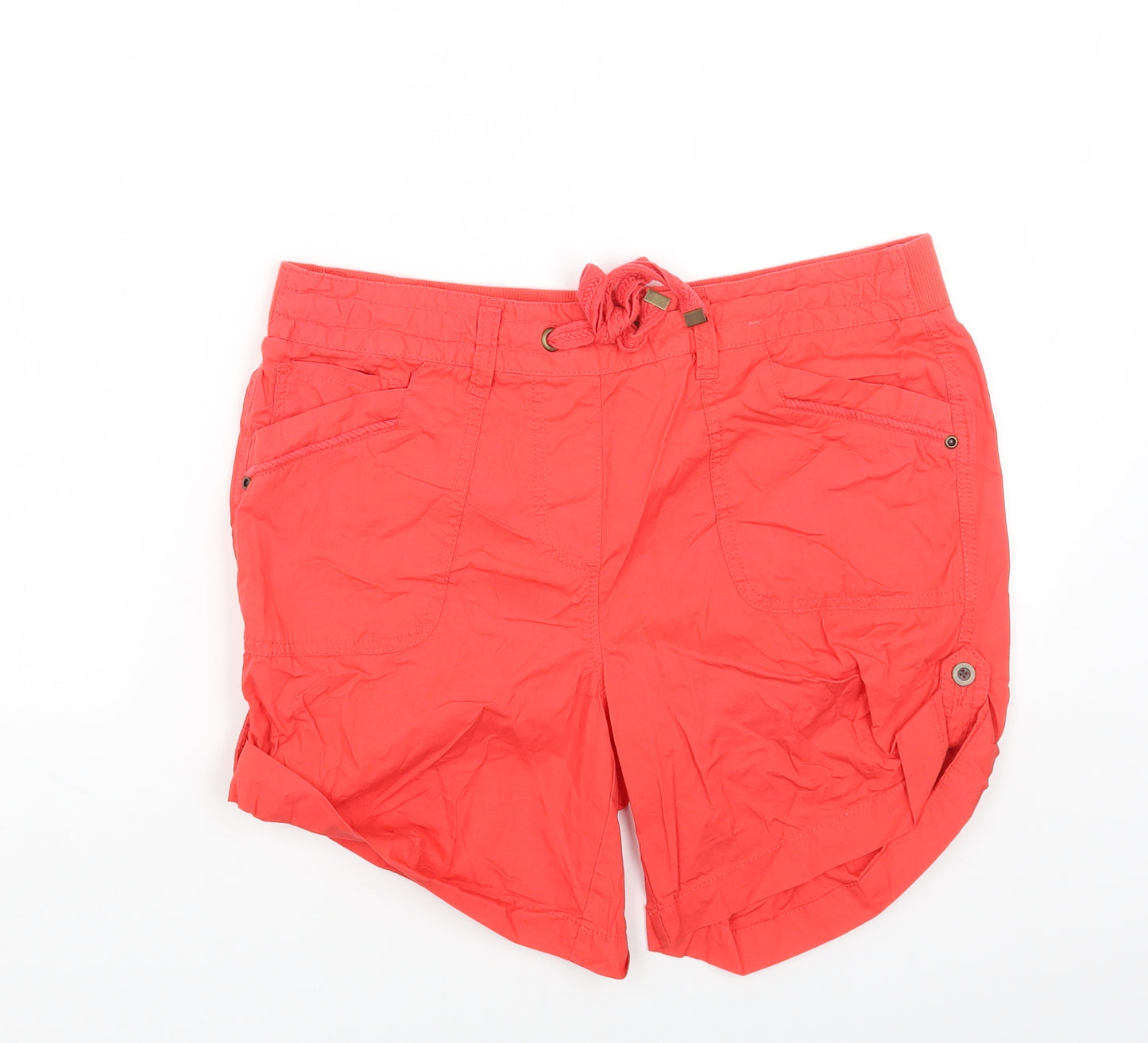 George Womens Red Cotton Cargo Shorts Size 12 Regular Drawstring