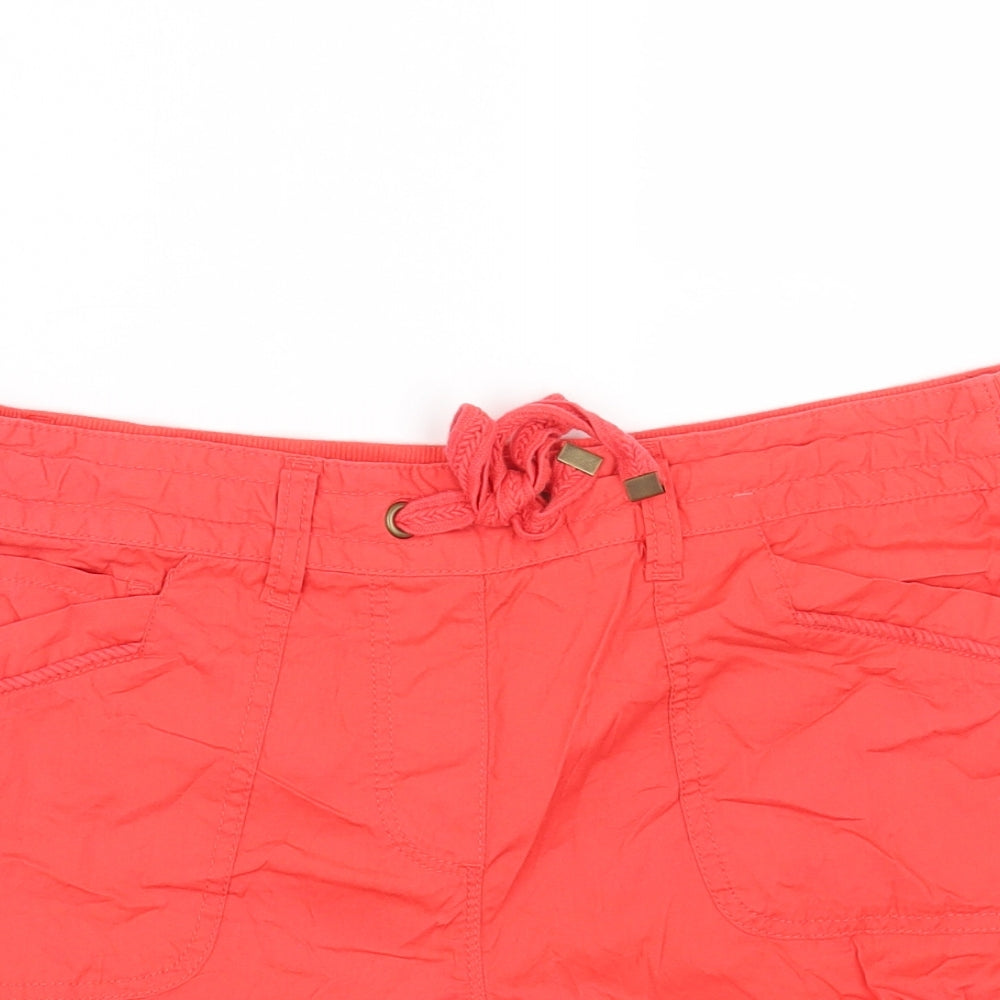 George Womens Red Cotton Cargo Shorts Size 12 Regular Drawstring