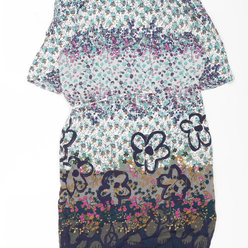 White Stuff Womens Multicoloured Geometric Viscose A-Line Size 8 Round Neck Drawstring