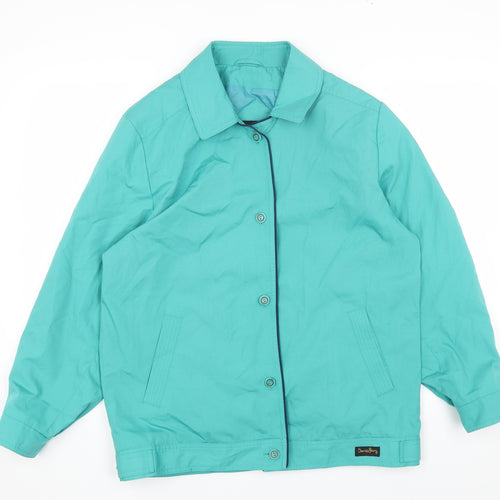 David Barry Womens Green Jacket Coat Size 10 Button