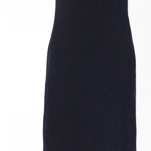 New Look Womens Blue Nylon Maxi Size 10 Cowl Neck Pullover