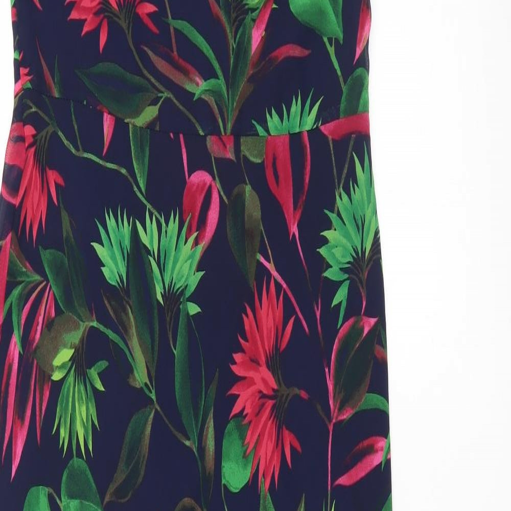 Taylor Womens Multicoloured Geometric Polyester Maxi Size 4 Round Neck Zip