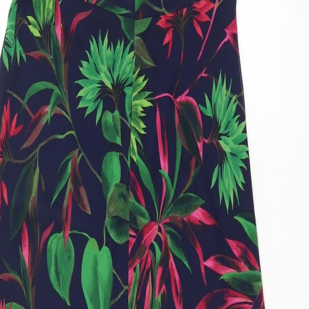 Taylor Womens Multicoloured Geometric Polyester Maxi Size 4 Round Neck Zip