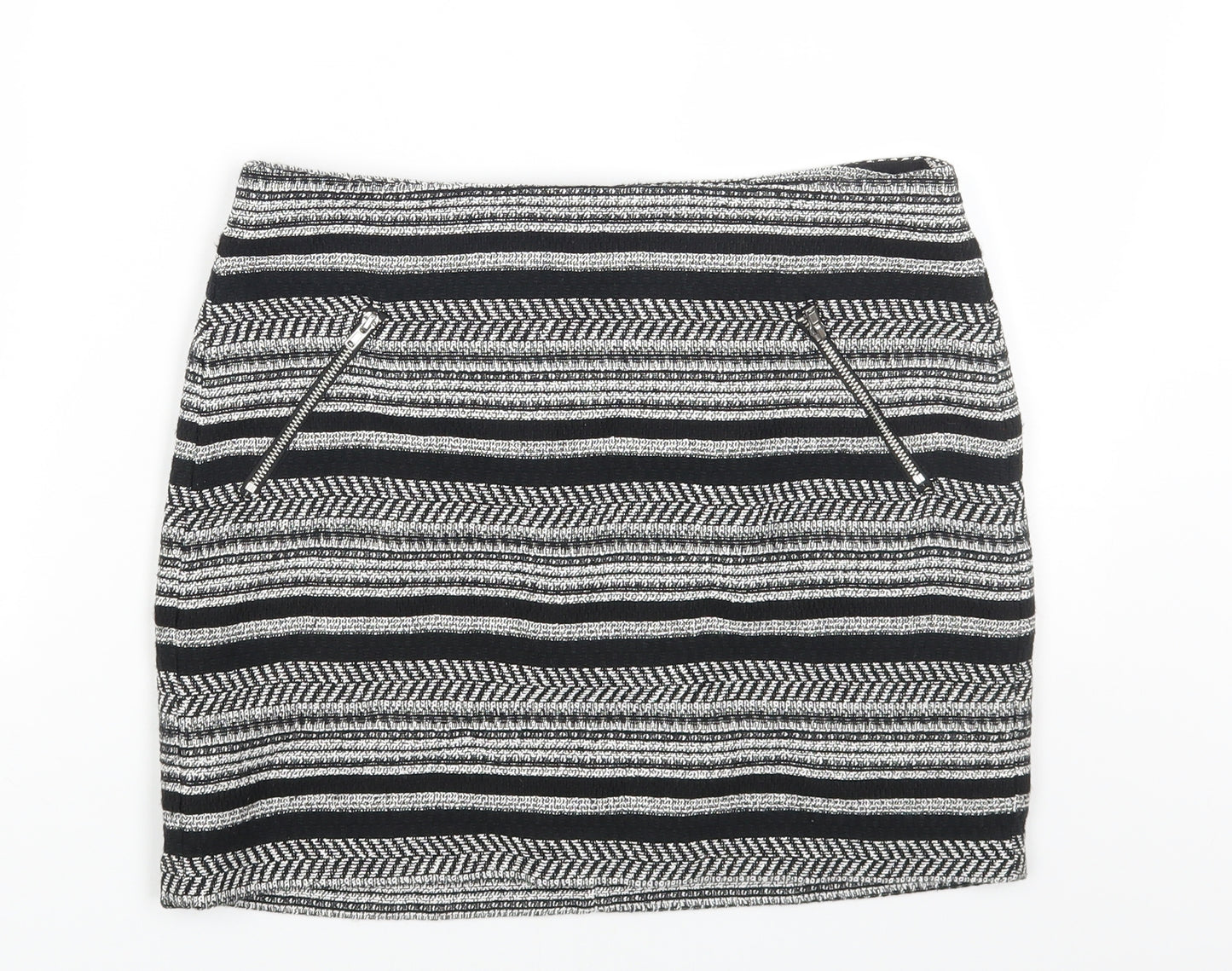 H&M Womens Multicoloured Geometric Polyester Mini Skirt Size 12 Zip