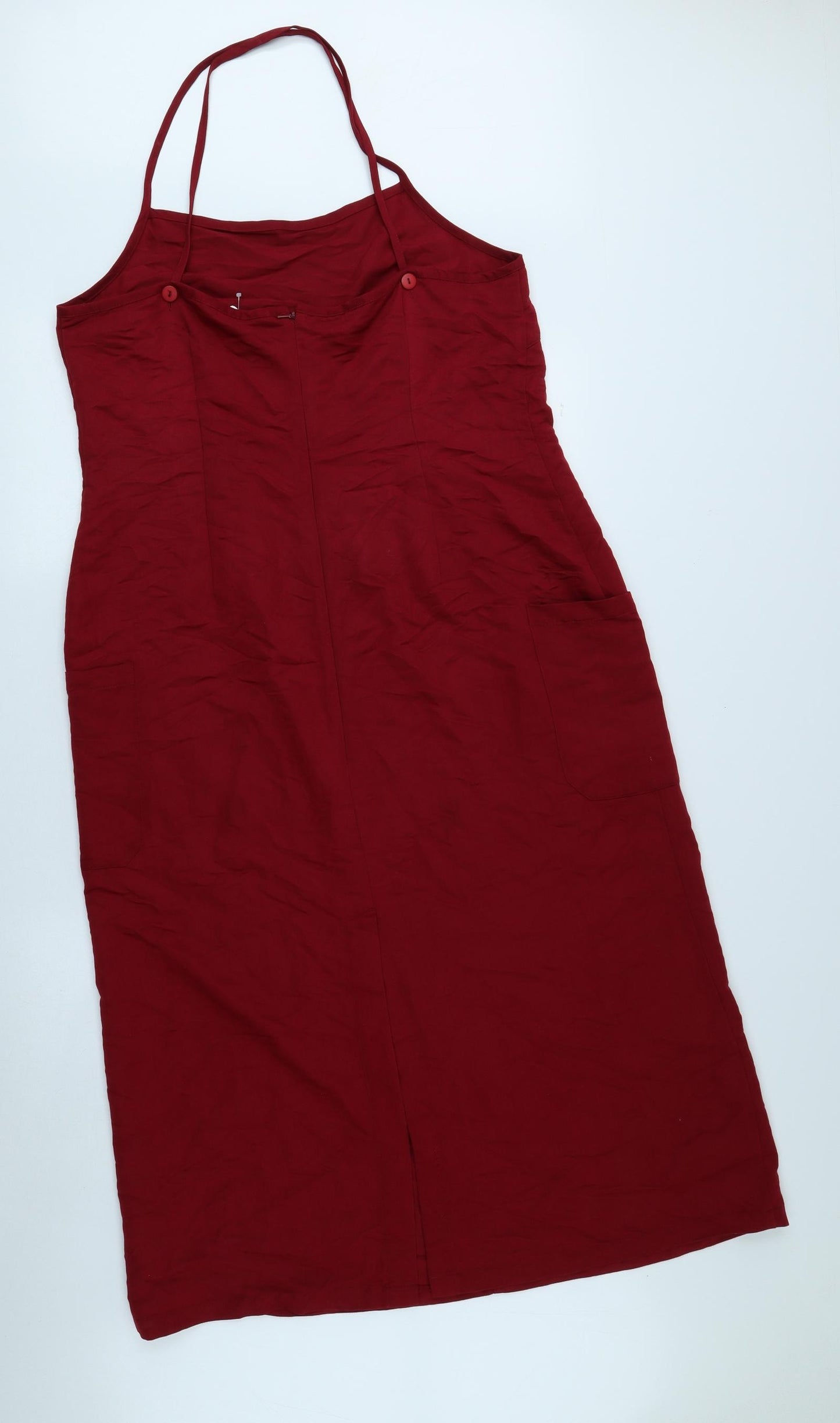 Preworn Womens Red Viscose Fit & Flare Size 16 Off the Shoulder Zip