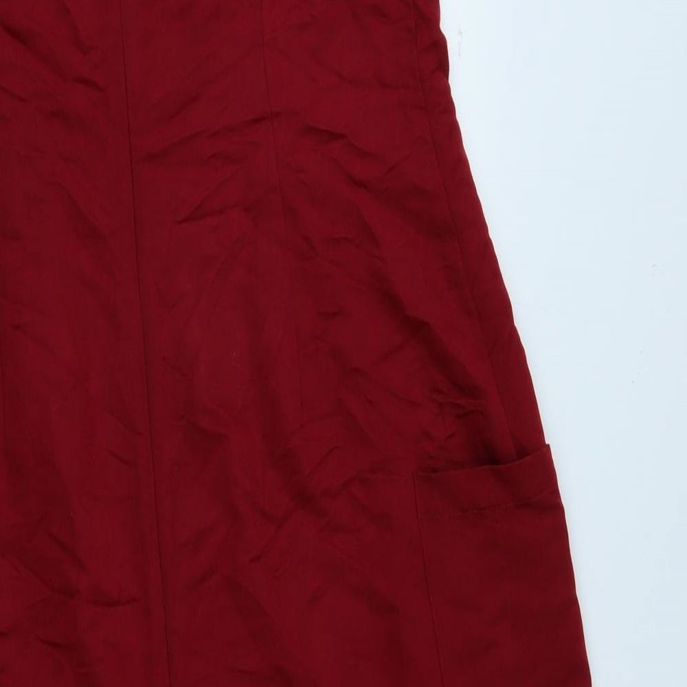Preworn Womens Red Viscose Fit & Flare Size 16 Off the Shoulder Zip