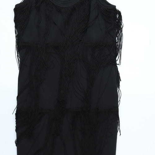 Selections Womens Black Polyester Mini Size 12 Crew Neck Pullover