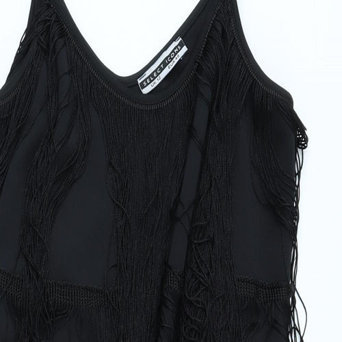 Selections Womens Black Polyester Mini Size 12 Crew Neck Pullover