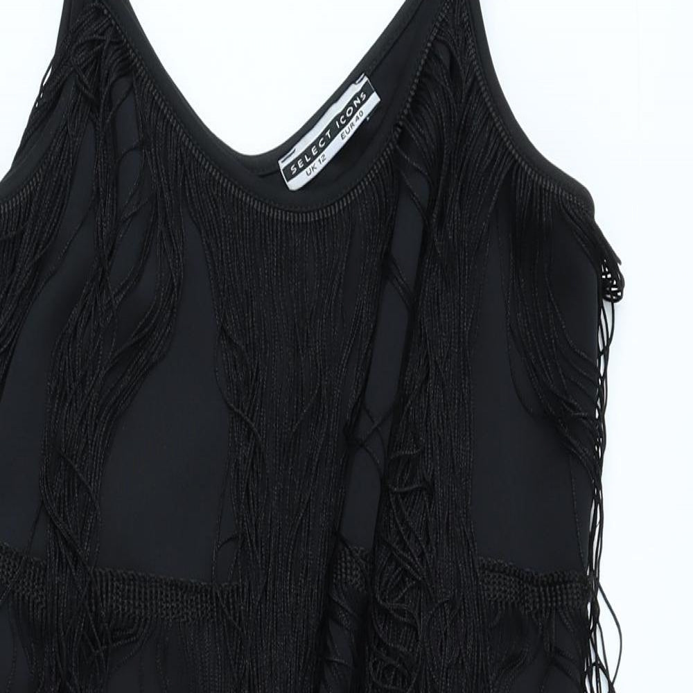 Selections Womens Black Polyester Mini Size 12 Crew Neck Pullover