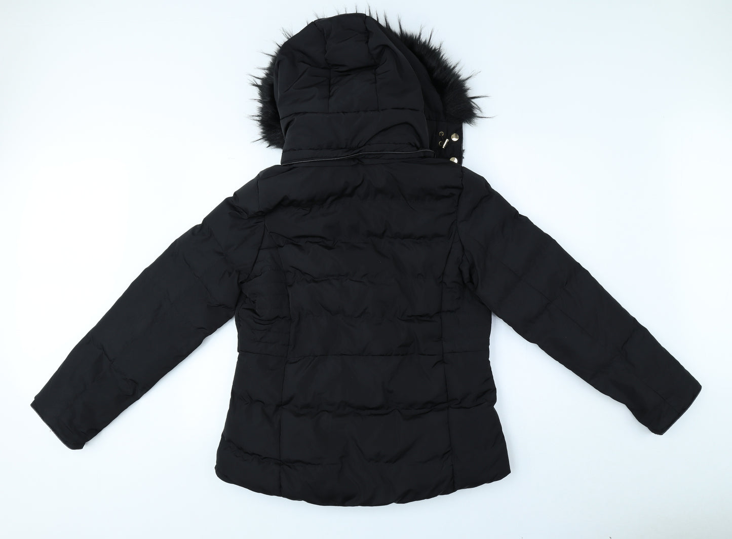 QED London Womens Black Puffer Jacket Coat Size 12 Zip