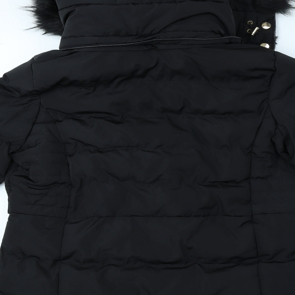 QED London Womens Black Puffer Jacket Coat Size 12 Zip
