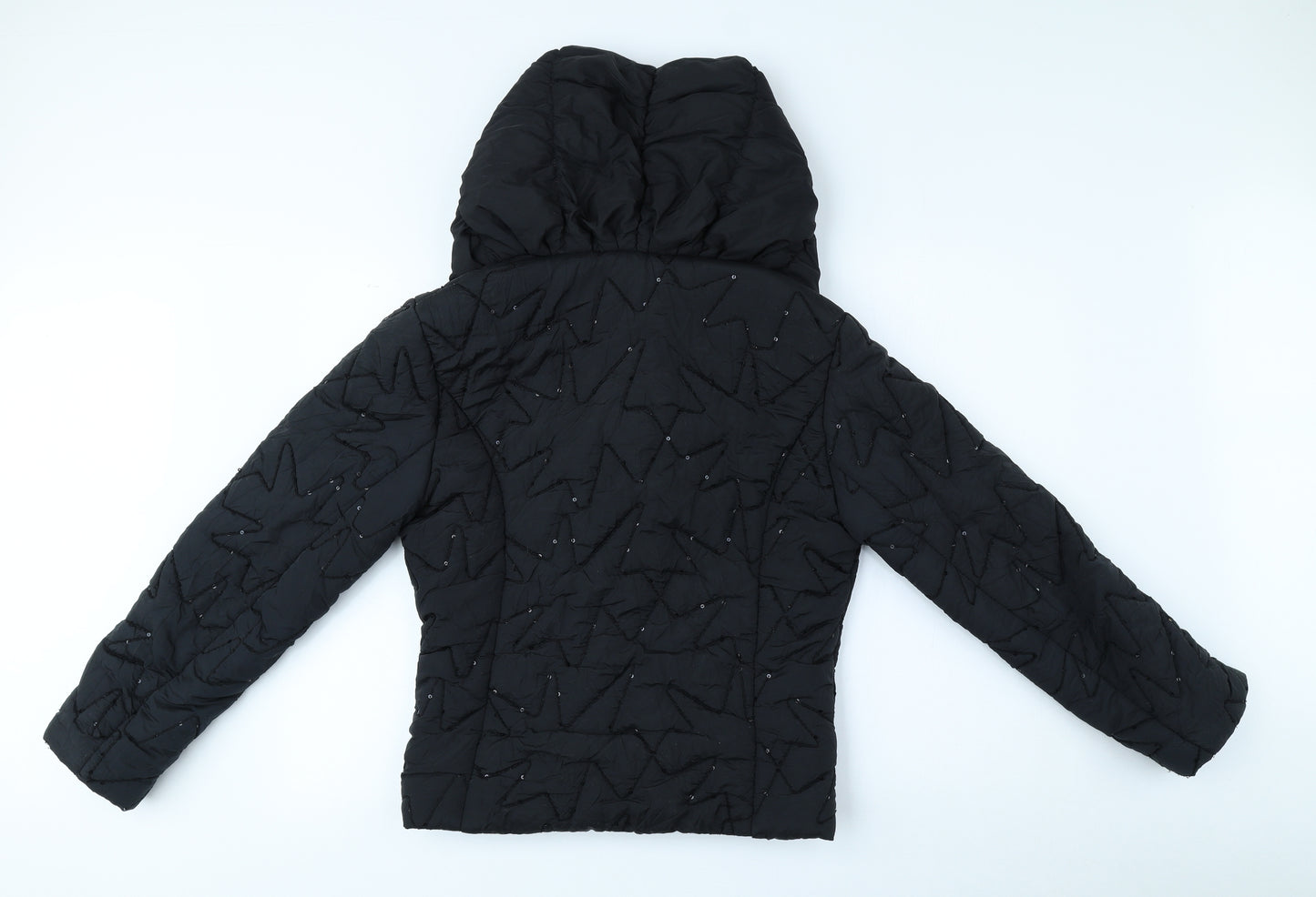 ANNA Womens Black Puffer Jacket Coat Size M Tie