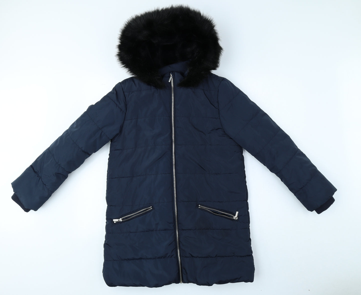 TU Girls Blue Puffer Jacket Coat Size 11-12 Years Zip