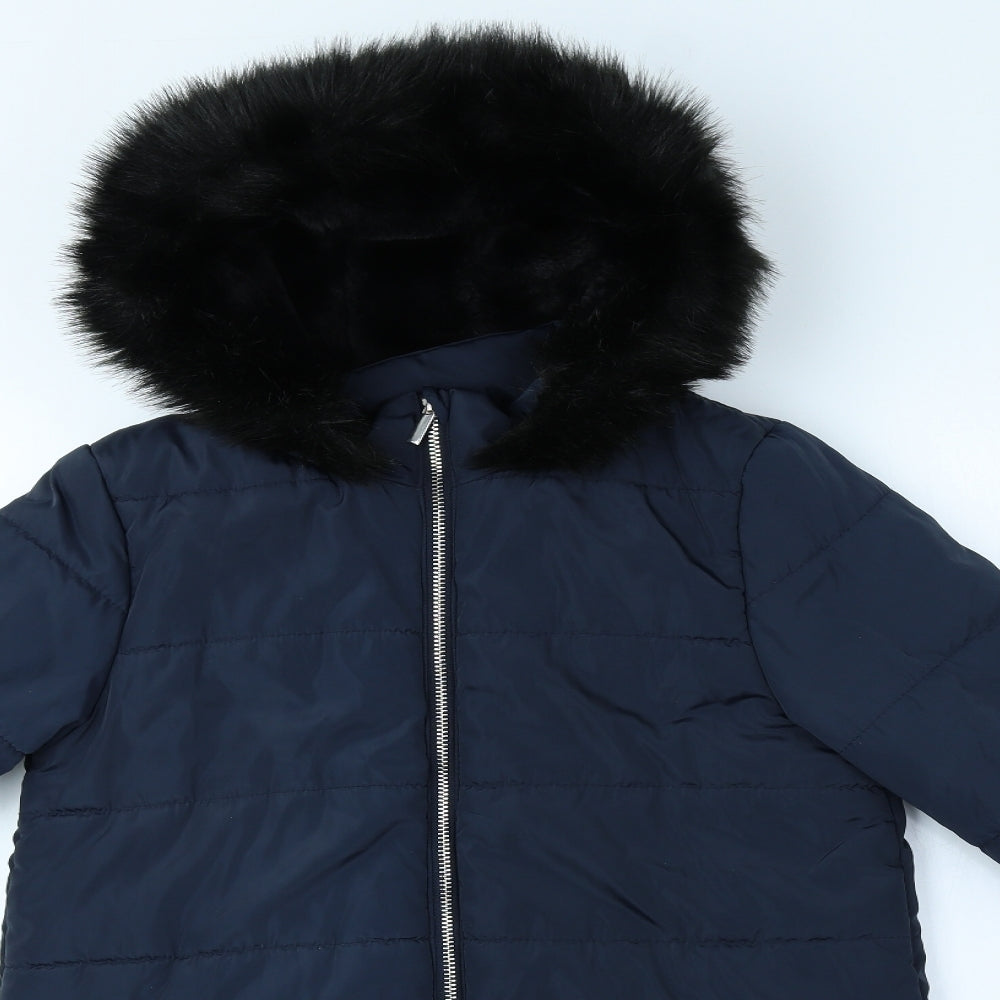 TU Girls Blue Puffer Jacket Coat Size 11-12 Years Zip
