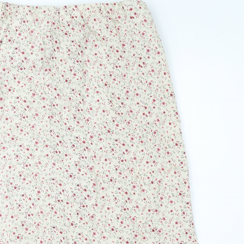 EWM Womens Ivory Floral Polyester A-Line Skirt Size 16