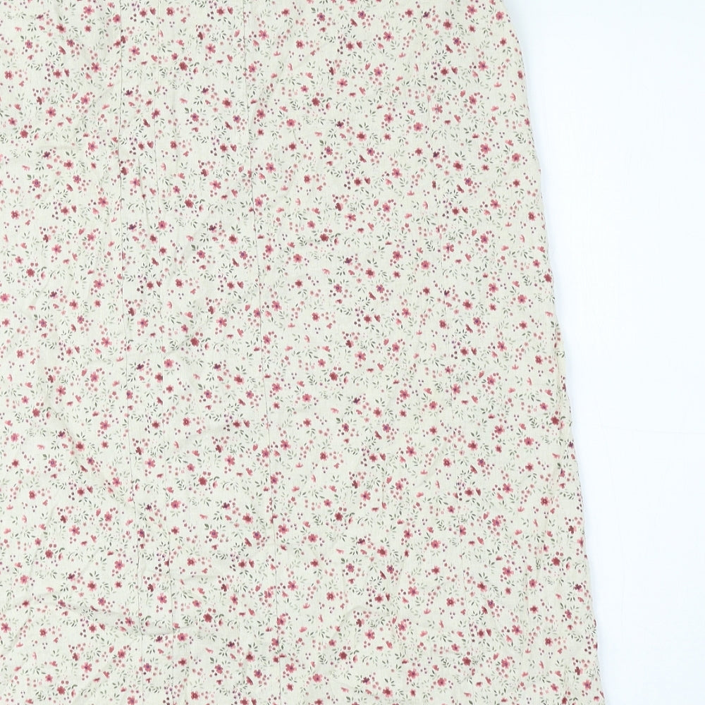EWM Womens Ivory Floral Polyester A-Line Skirt Size 16