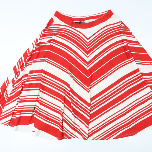 Linea Womens Red Striped Viscose A-Line Skirt Size 10